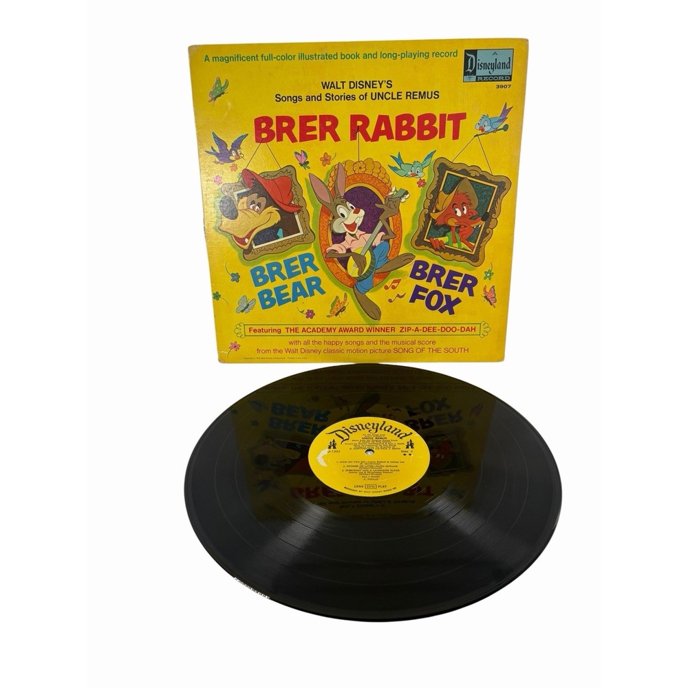 Walt Disney Brer Rabbit Uncle Remus Disneyland Vinyl Record ST-3907 Book
